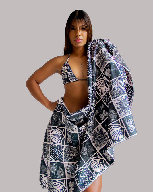 Black Merey Toalla Microfibra -Reversible