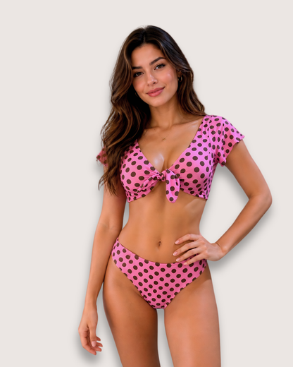 CHOCOLATE DOTS PINK – TOP LAZO SET