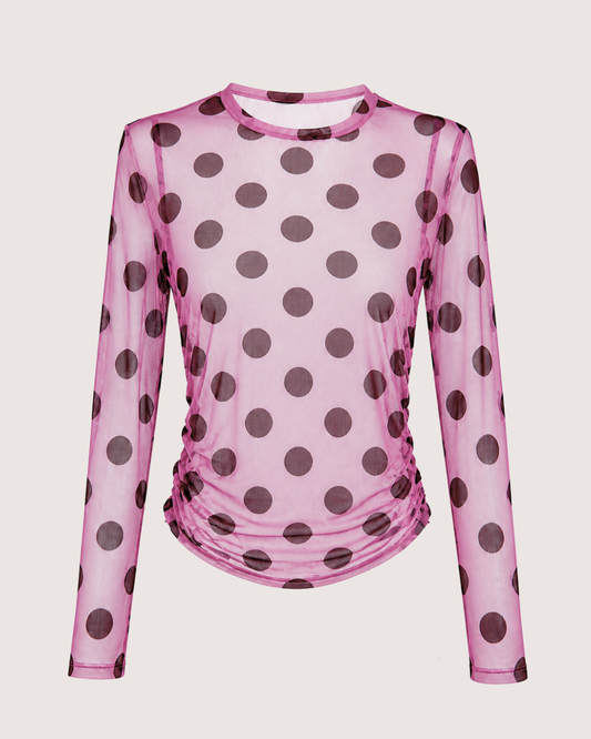 CHOCOLATE DOTS PINK – MESH TOP